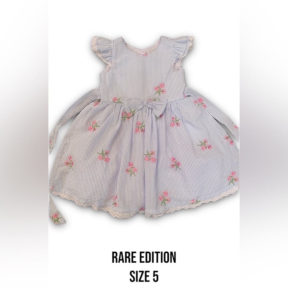 Rare Edition Girls Blue Seersucker Dress